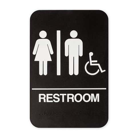Brown Unisex Handicap 9" x 6" ADA Braille Restroom Sign