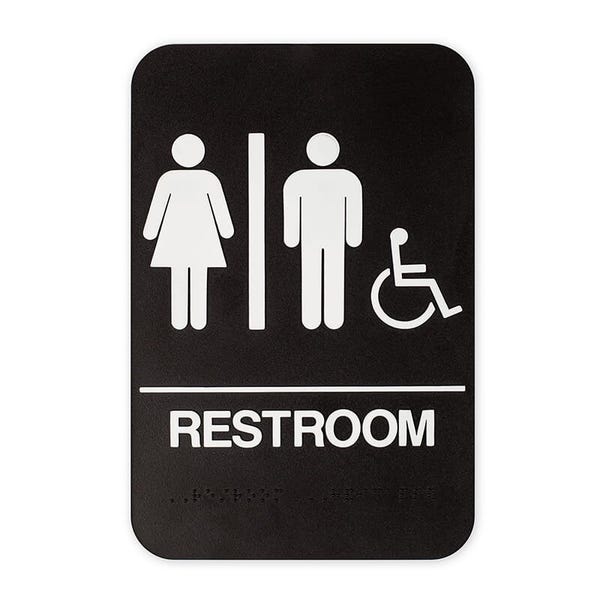 Brown Unisex Handicap 9" x 6" ADA Braille Restroom Sign