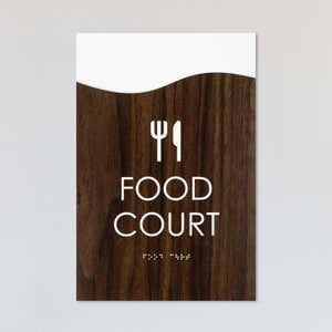 A design example for the modern flow 2-layer ADA sign with a wood grain foreground and white background