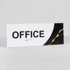 A design example for the modern sleek 2-layer ADA design for an office with the white foreground and black marble background