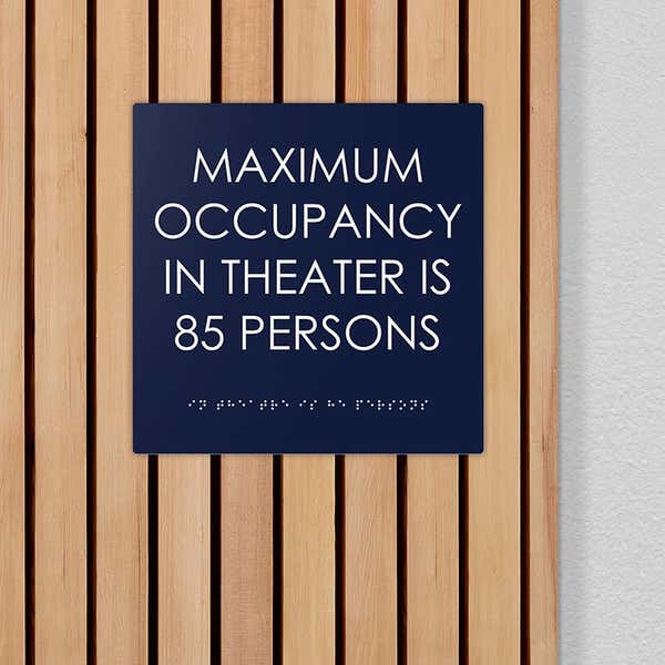 Custom ADA sign for a maximum occupancy warning