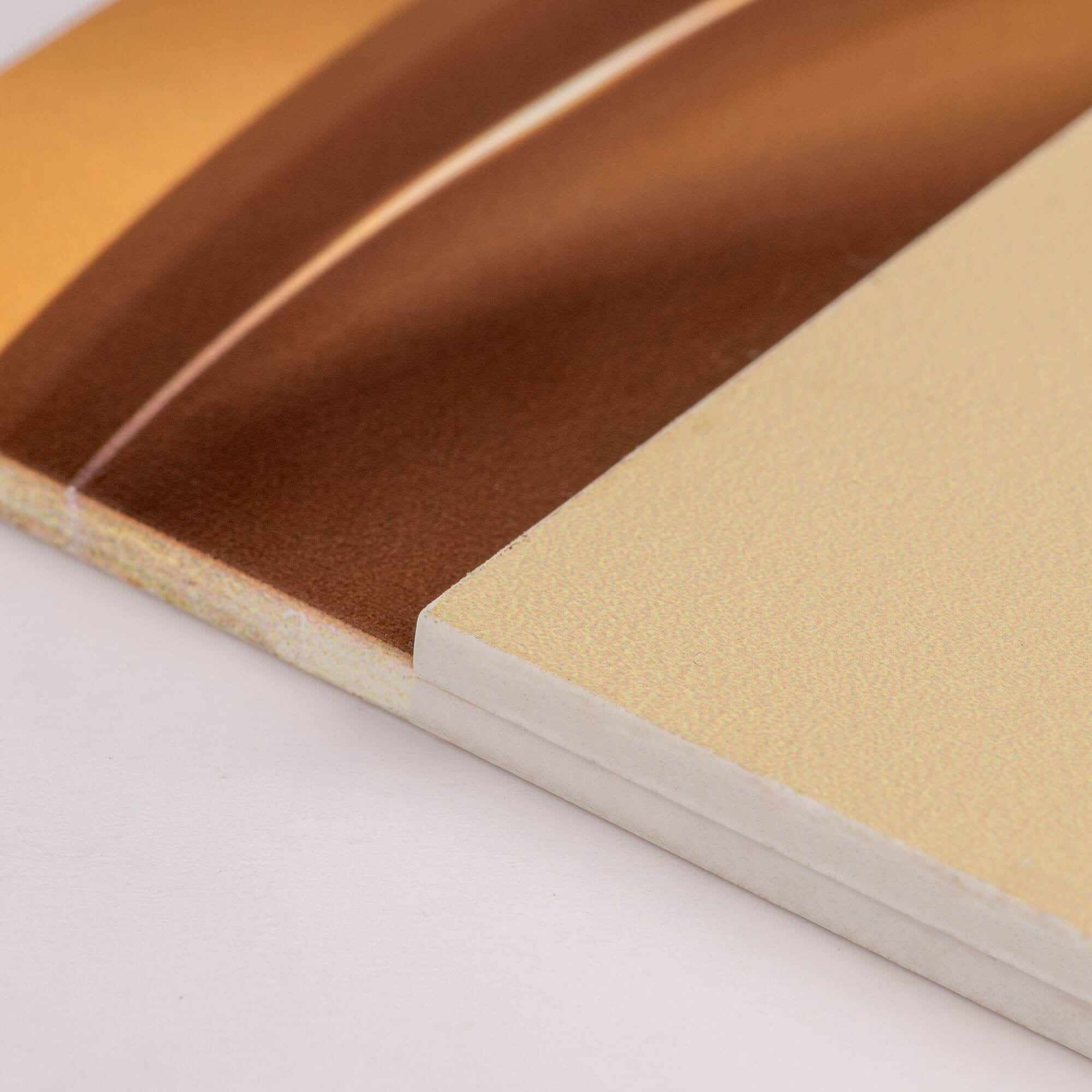 A close-up of the layers on the custom two-tone layered ADA sign A close-up of the layers on the custom two-tone layered ADA sign