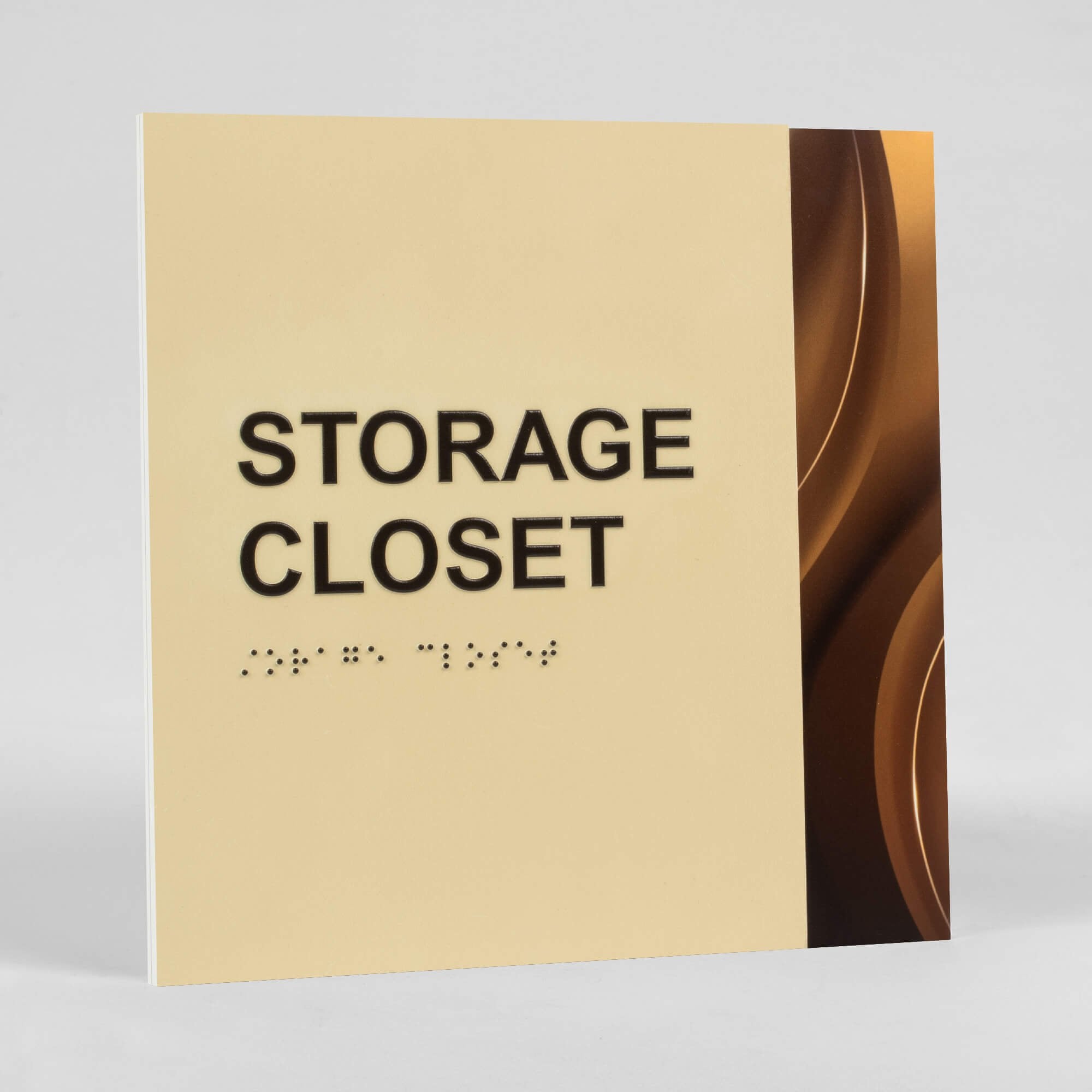 The two-tone layered ADA sign standing on a table The two-tone layered ADA sign standing on a table