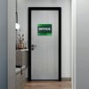 A 2-layered ADA sign for an office with a green foreground and green gradient background