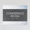 A design example of the horizontal 2-layer ADA sign for a conference room with a gray foreground and minimal diagonal background