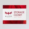 An example of the 2-layer horizontal ADA sign for a storage closet with a white foreground and red gradient background
