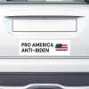 Pro America Anti-Biden bumper sticker on the bumper of a white car