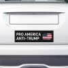 Pro America Anti Trump bumper sticker on the bumper of a white car