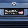 Pro America Anti Trump bumper sticker on a gray car