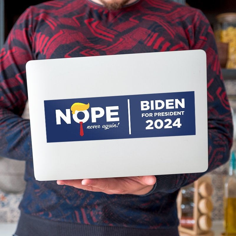 Biden for President Funny Bumper Sticker on a laptop