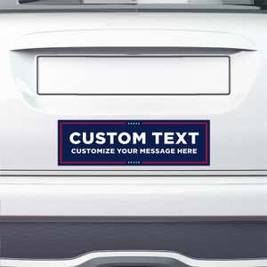 MAGA Custom Trump Bumper Sticker on the bumper of a white car
