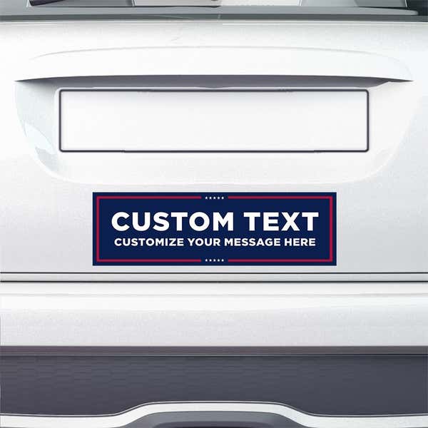 MAGA Custom Trump Bumper Sticker on the bumper of a white car
