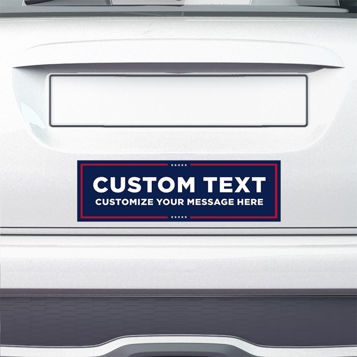 MAGA Custom Trump Bumper Sticker on the bumper of a white car