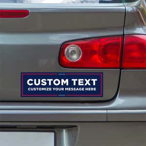 MAGA Custom Trump Bumper Sticker below a gray car's tail light