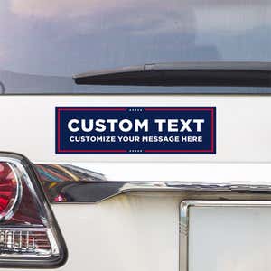 MAGA Custom Trump Bumper Sticker above a white car's tail light