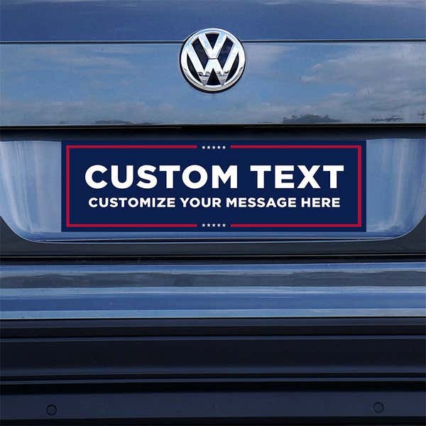 MAGA Custom Trump Bumper Sticker on a gray car