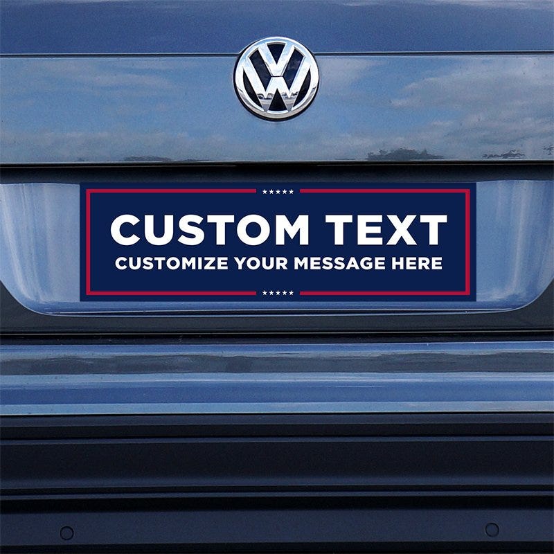 MAGA Custom Trump Bumper Sticker on a gray car