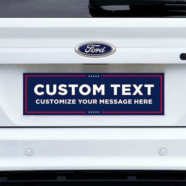 MAGA Custom Trump Bumper Sticker on a white truck