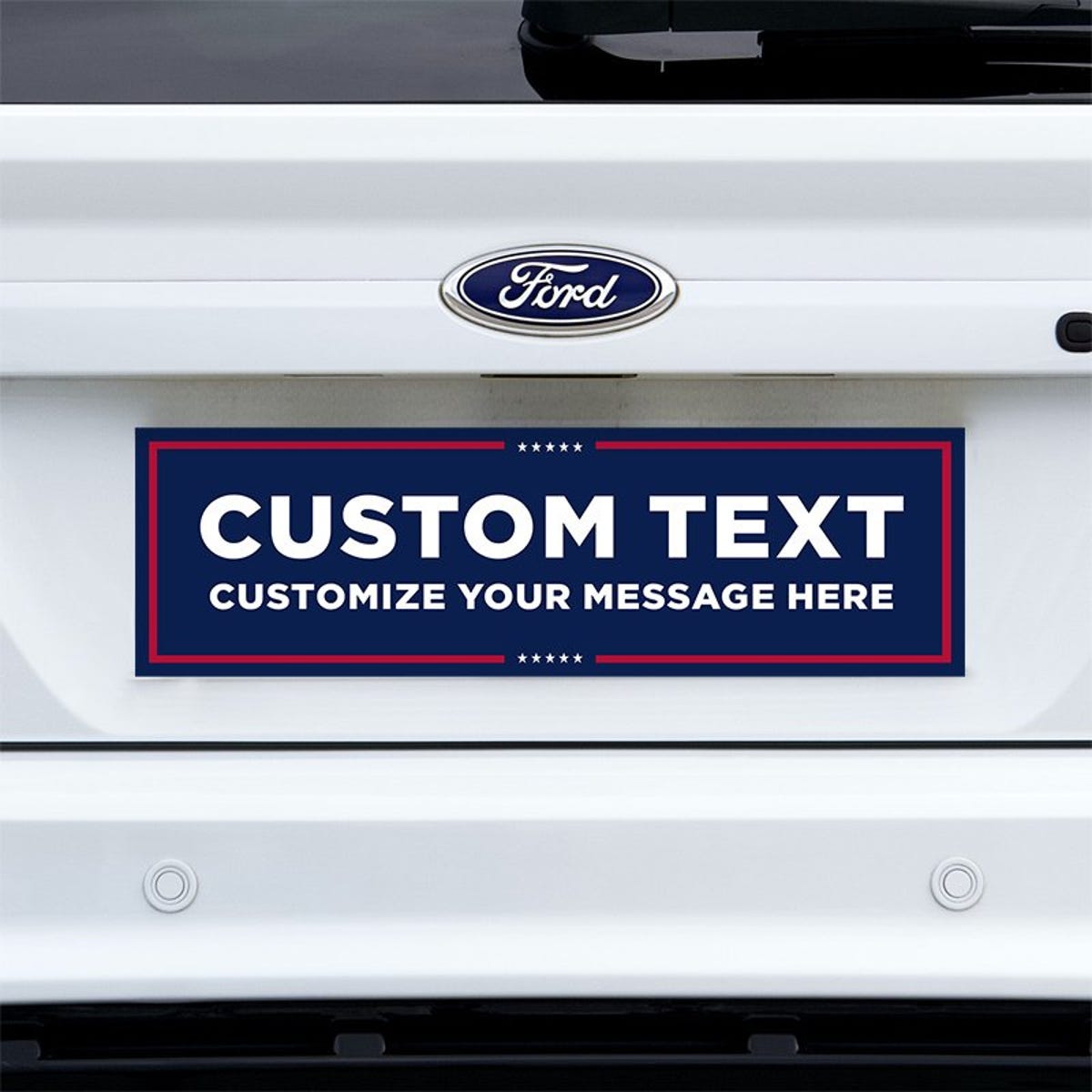 MAGA Custom Trump Bumper Sticker on a white truck