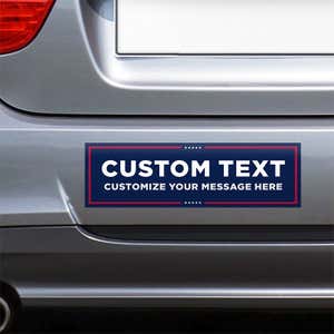 MAGA Custom Trump Bumper Sticker on the bumper of a gray car