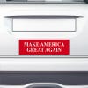 Make American Great Again Bumper Sticker on the bumper of a white car