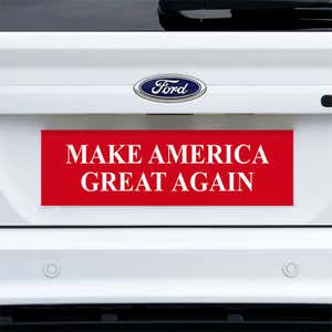 Make American Great Again Bumper Sticker on a white truck