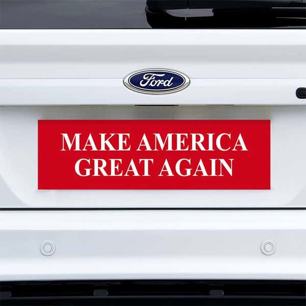 Make American Great Again Bumper Sticker on a white truck