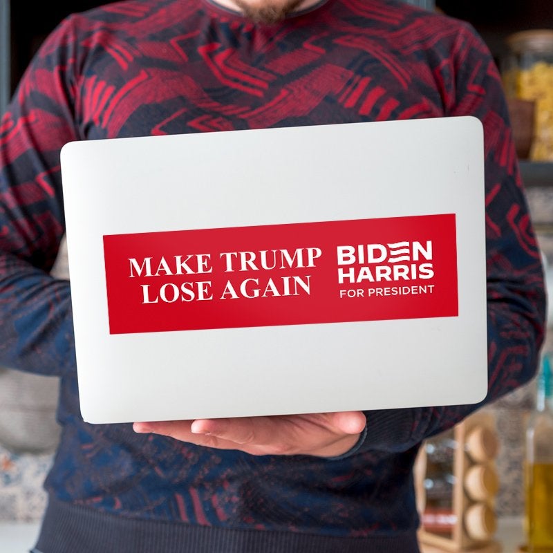 Make Trump Lose Bumper Sticker on a laptop