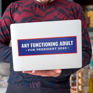 Any Functioning Adult Bumper Sticker on a laptop