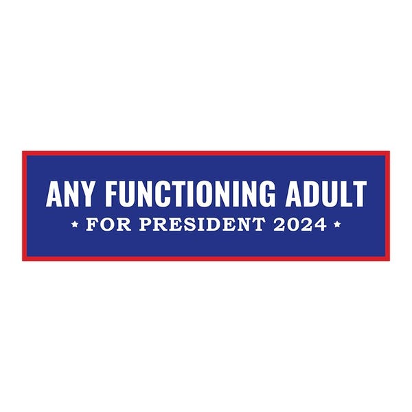 Any Functioning Adult | Funny Political Bumper Sticker