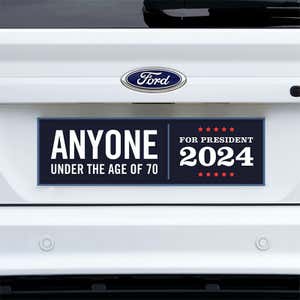 Anyone Under 70 bumper sticker on a white truck