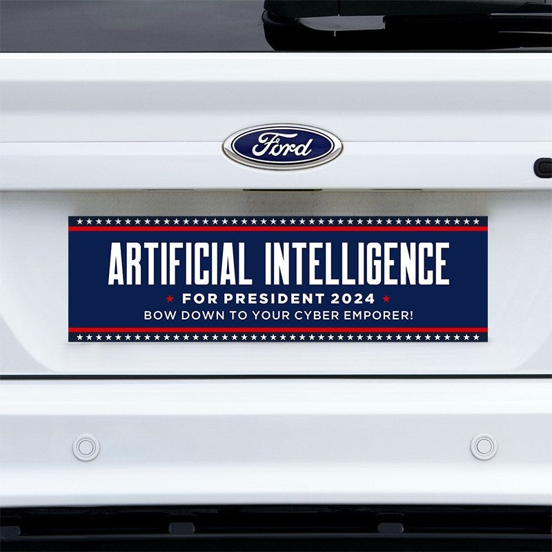 Artificial Intelligence Bumper Sticker on a white truck