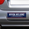 Artificial Intelligence Bumper Sticker on the bumper of a gray car