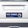 Custom Round Photo Political Bumper Sticker on the bumper of a white car