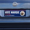 Custom Round Photo Political Bumper Sticker sticker on a gray car