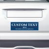 Custom Text Political Bumper Sticker on the bumper of a white car