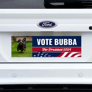 Custom Photo Political Bumper Sticker on a white truck