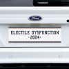 Electile Dysfunction Political Bumper Sticker on a white truck