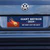Giant Meteor Bumper Sticker on a gray car