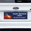 Giant Meteor Bumper Sticker on a white truck