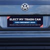 Elect My Trash Can Bumper Sticker on a gray car