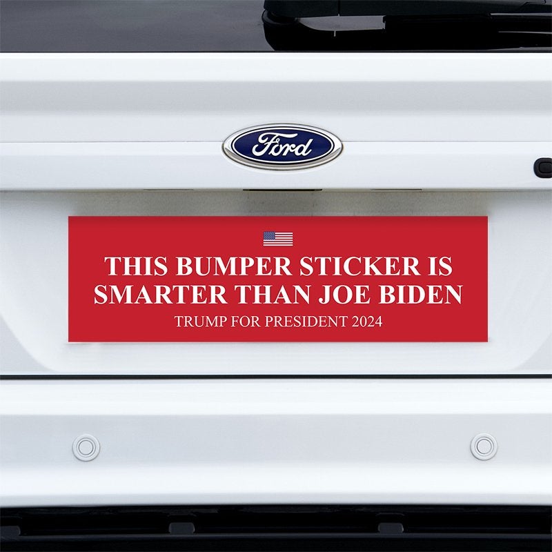 Smarter Than Biden Bumper Sticker on a white truck