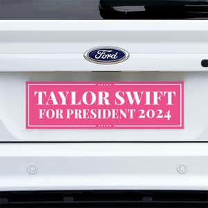 Taylor Swift for President Bumper Sticker on a white truck