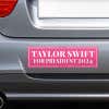 Taylor Swift for President Bumper Sticker on the bumper of a gray car