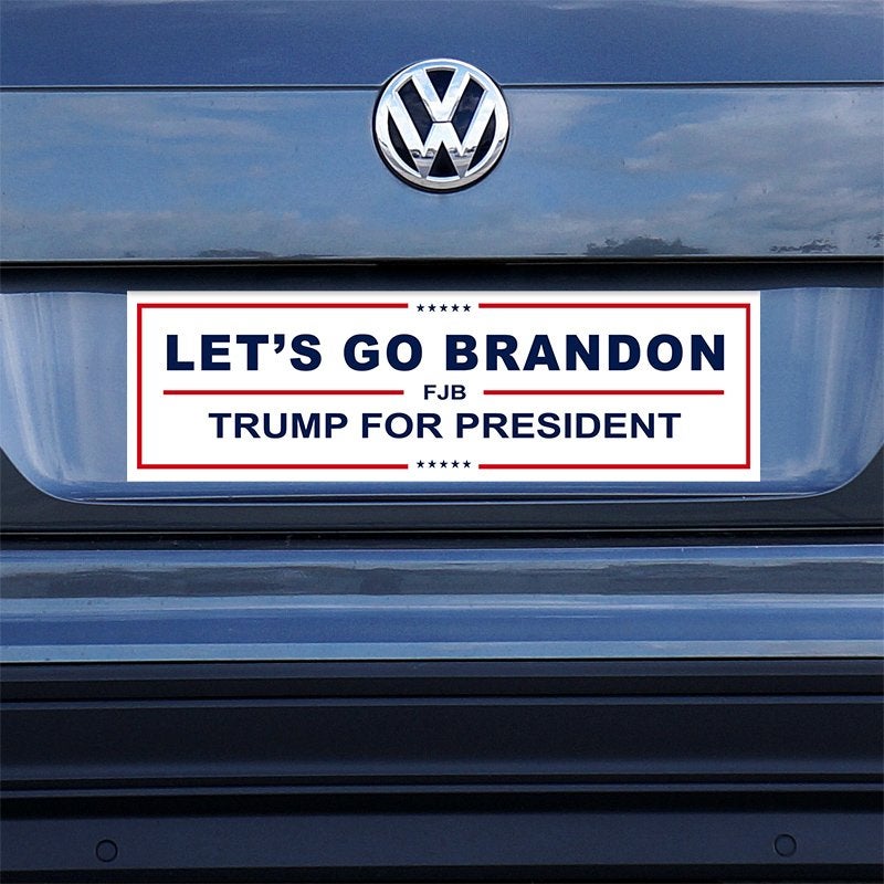 Let's Go Brandon Bumper Sticker on a gray car