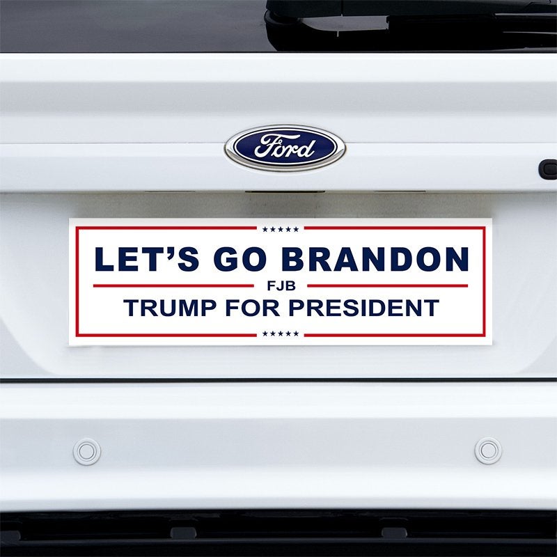 Let's Go Brandon Bumper Sticker on a white truck