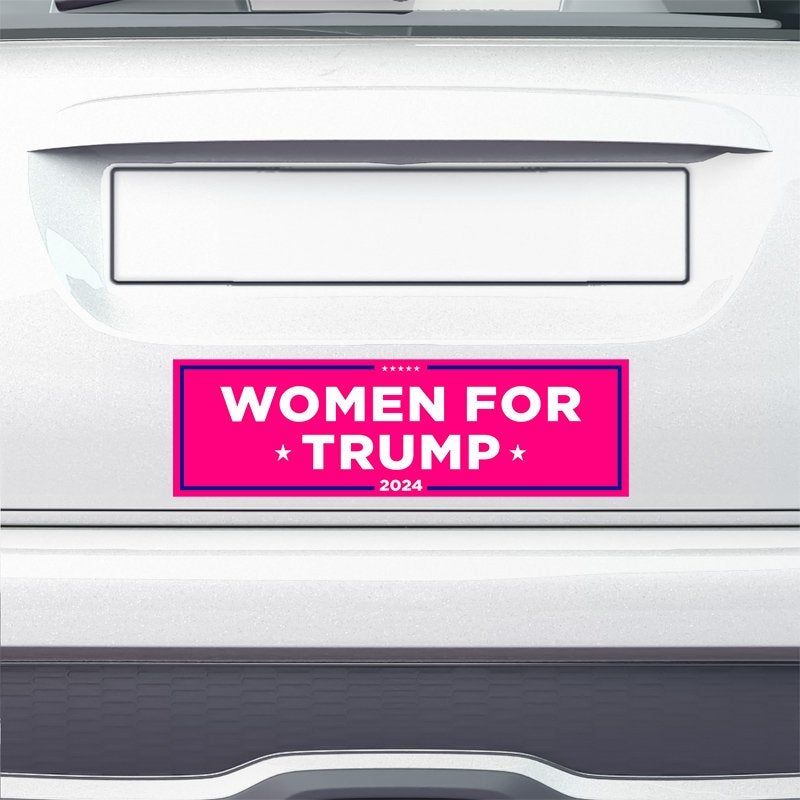 Women for Trump Bumper Sticker on the bumper of a white car