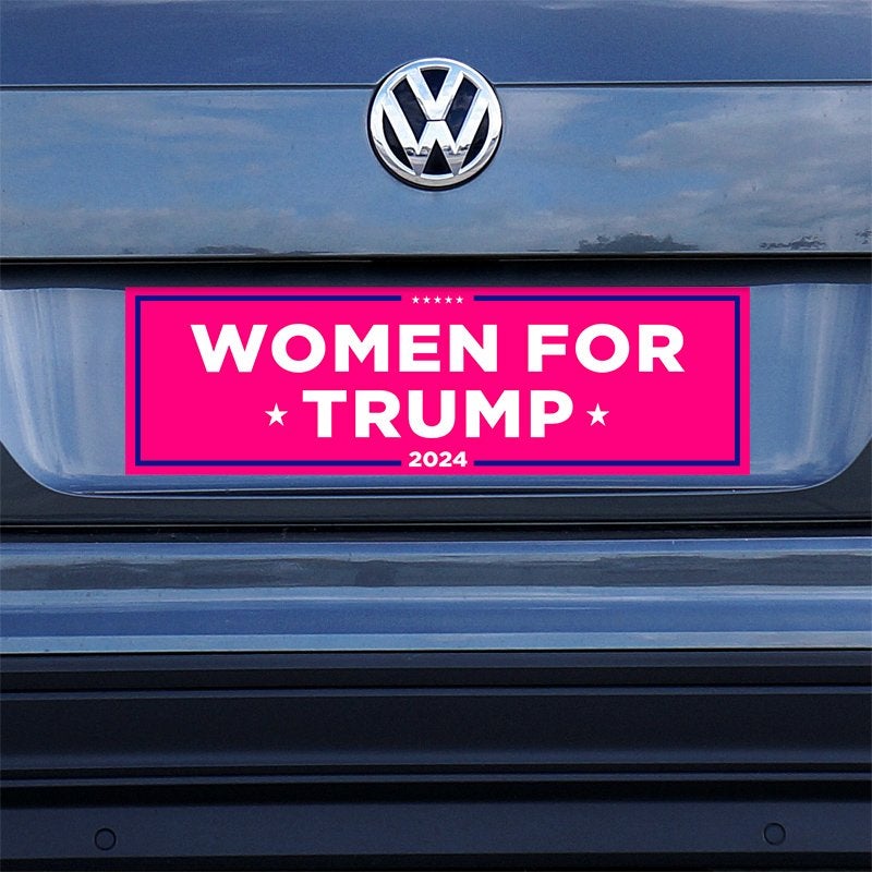 Women for Trump Bumper Sticker on a gray car