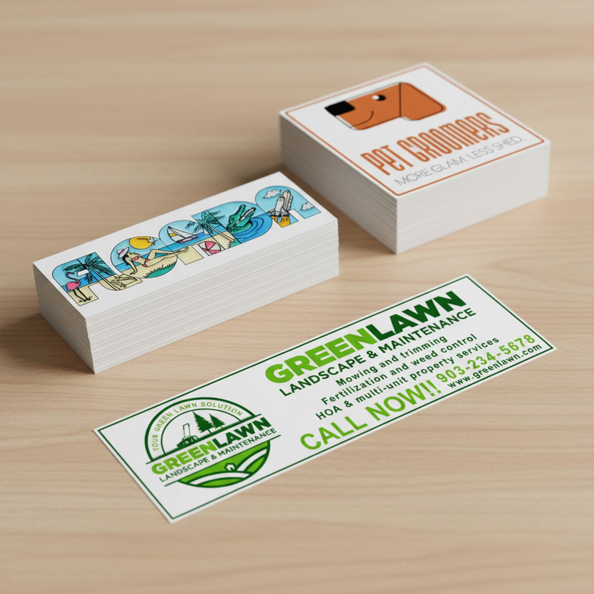 An example of the 6x6 square vinyl sticker next to other bumper stickers