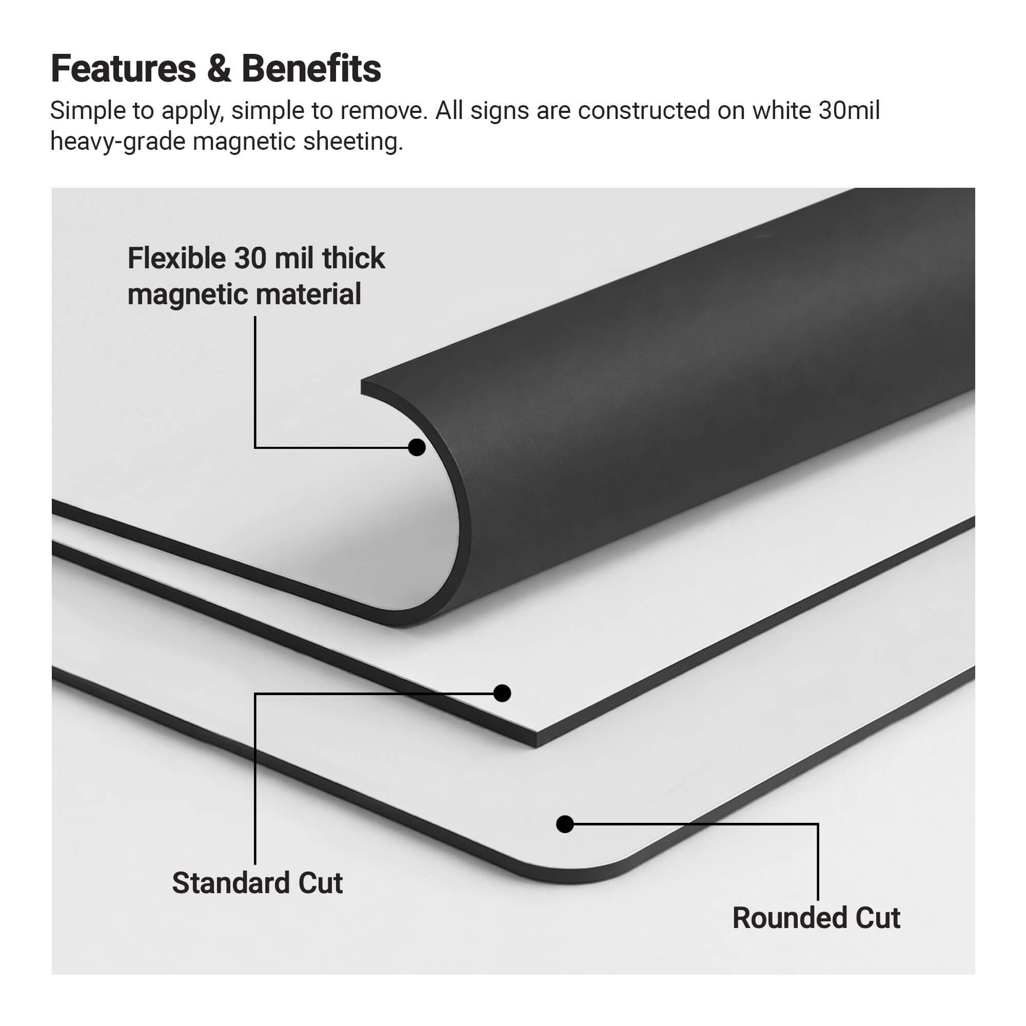 Car magnets are made from 30 mil heavy-grade magnetic sheeting that is easy to apply and remove